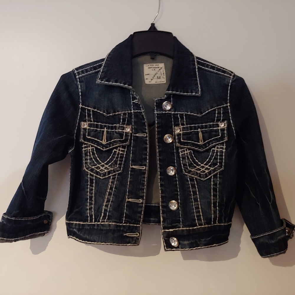LA Idol Bling Crop Jean Jacket